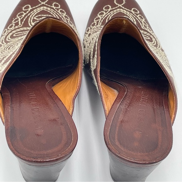 Jessica Bennett leather Clog Mule 7.5 Embroidered Brown Bootie Festival Cosplay - Picture 4 of 16